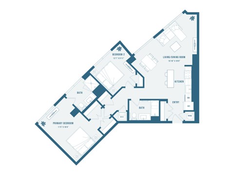 A blueprint of a house with a living room, dining room, kitchen, and bathroom.